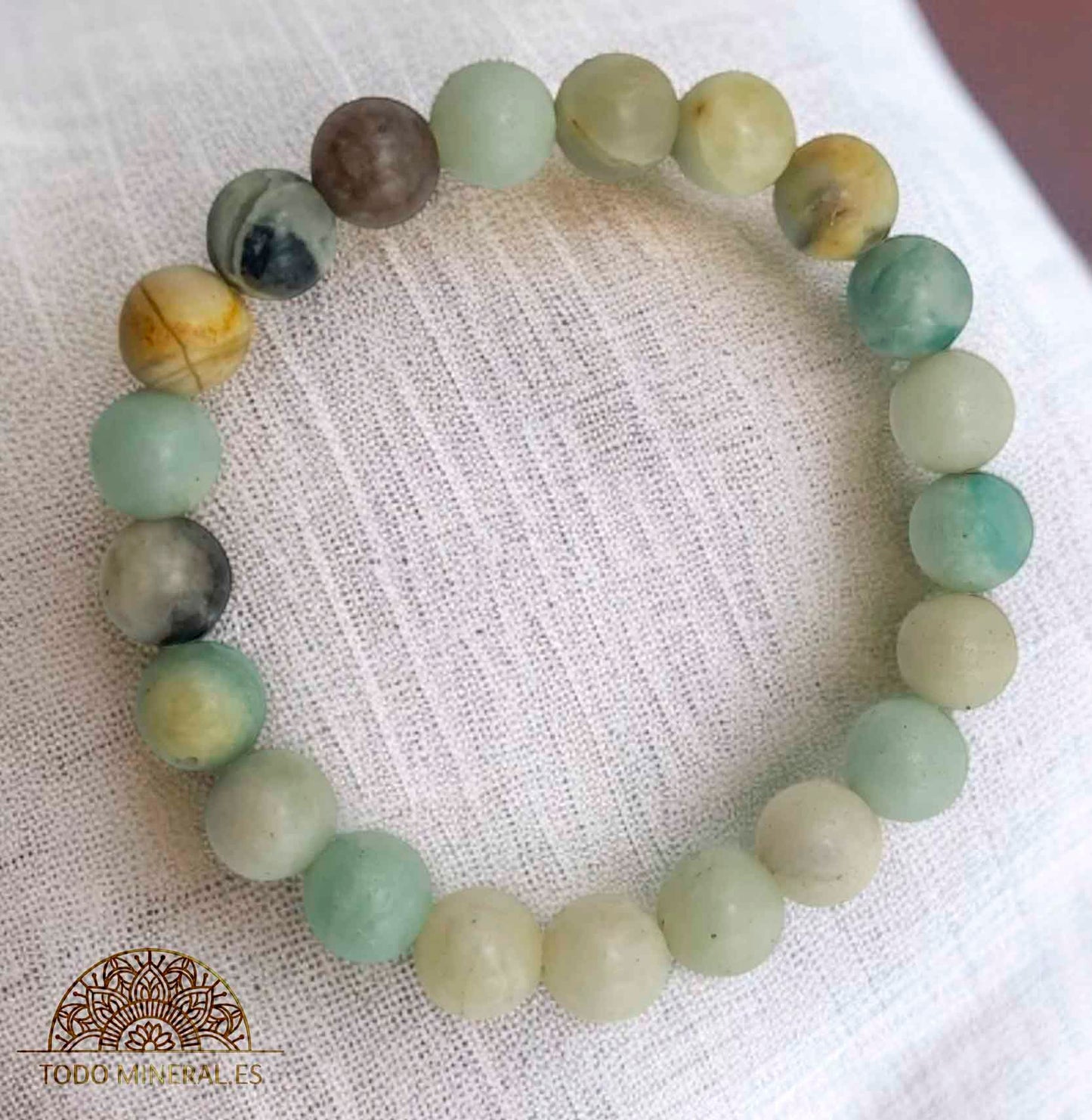 Pulsera De Hombre 22 Cms Piedra Amazonita 10 mm - TODOMINERAL