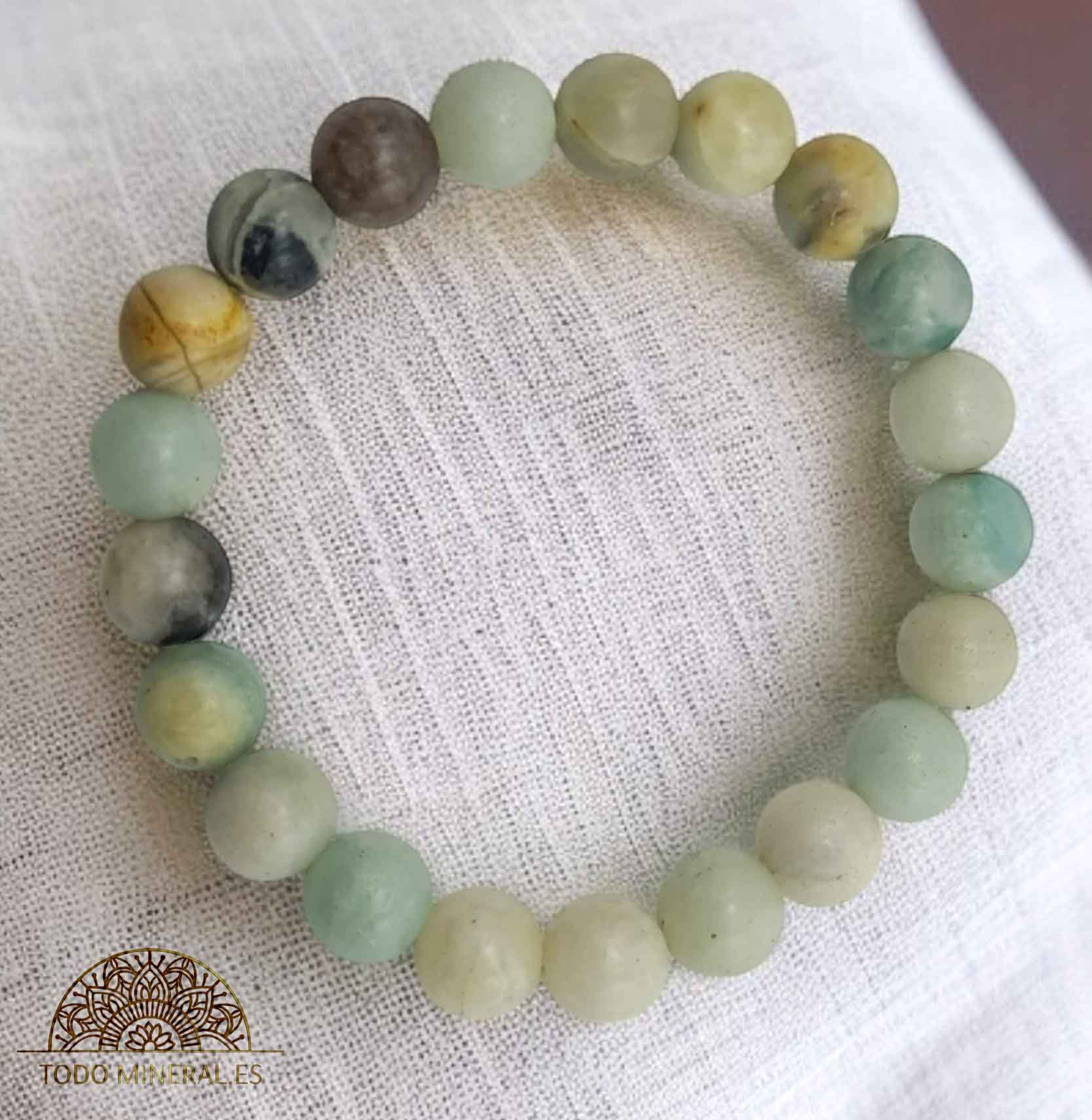 Pulsera De Hombre 22 Cms Piedra Amazonita 10 mm - TODOMINERAL