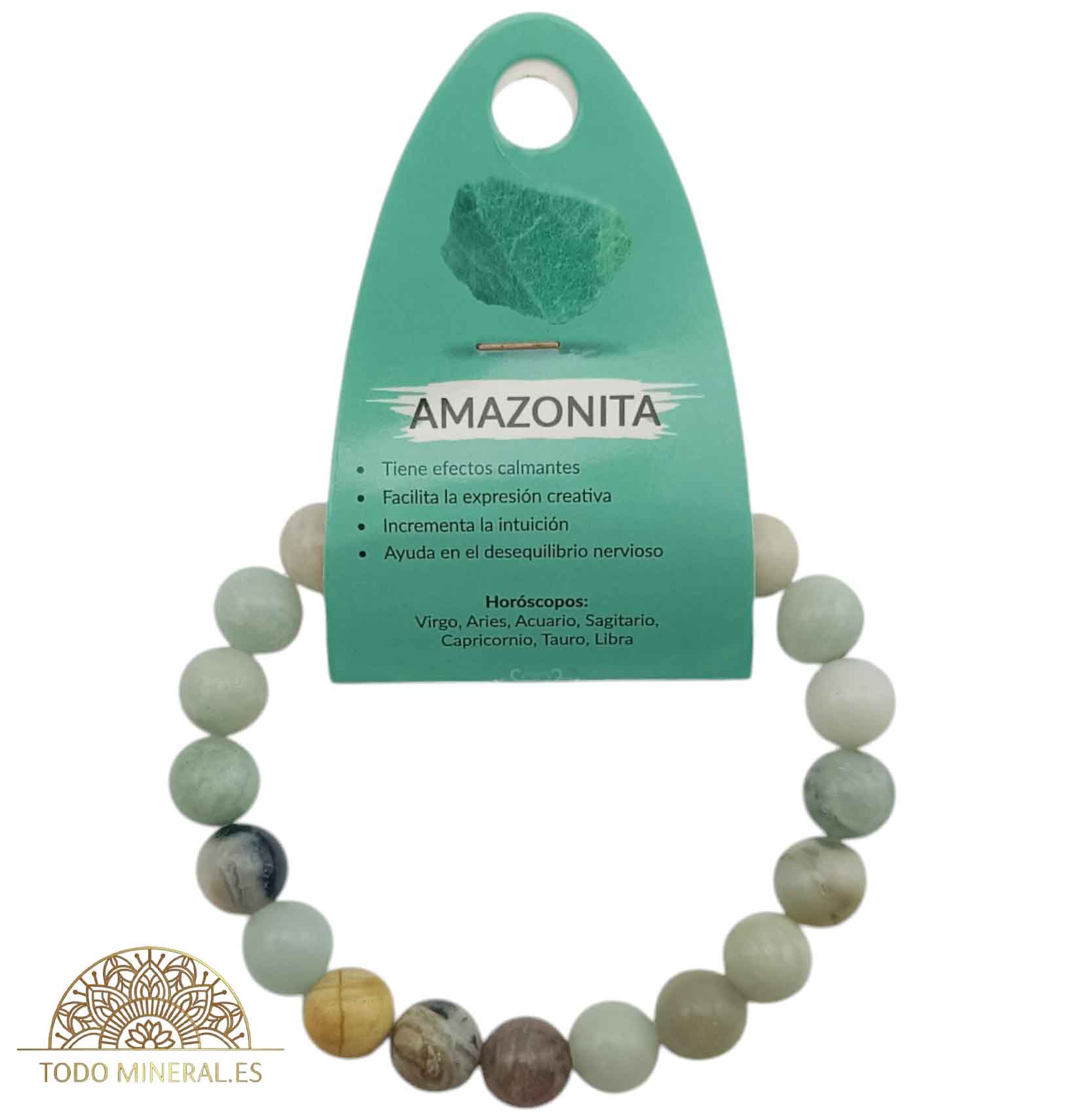 Pulsera De Hombre 22 Cms Piedra Amazonita 10 mm - TODOMINERAL