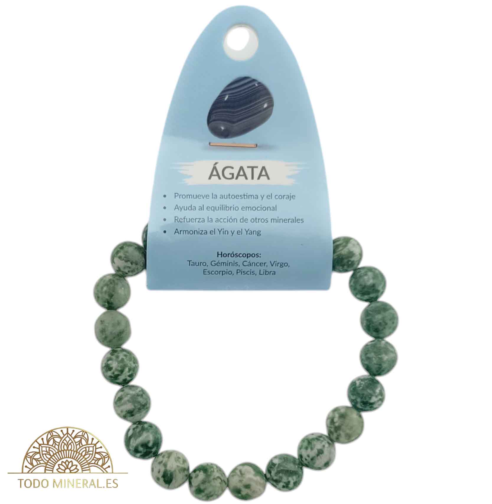 Pulsera De Hombre 22 Cms Piedra Agata Arbol 10 mm - TODOMINERAL