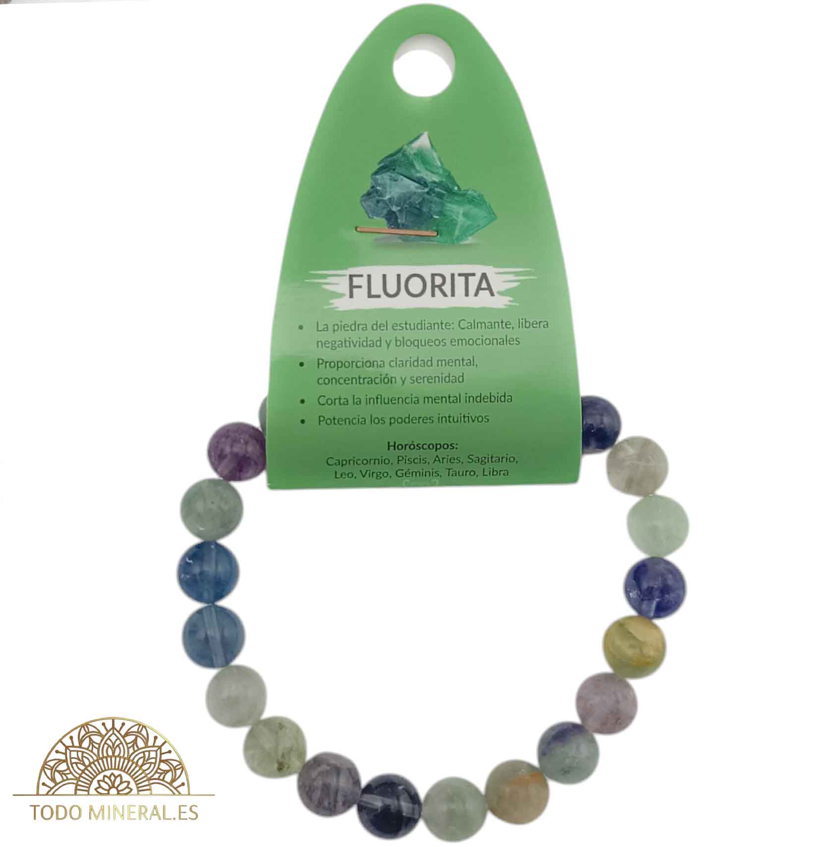 Pulsera De Hombre 22 Cms Piedra Fluorita 10 mm - TODOMINERAL