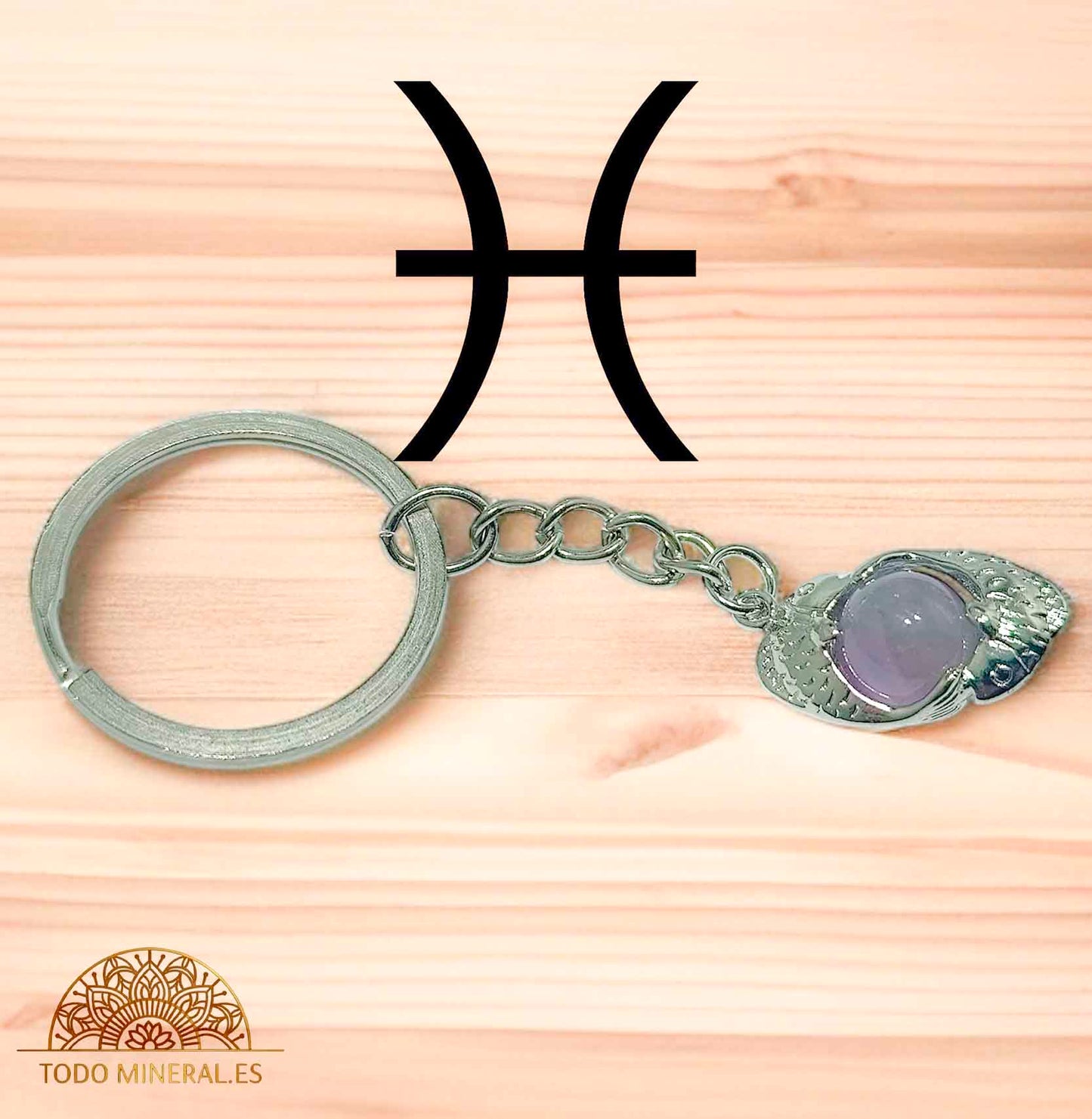Llavero Metal Horóscopo Piscis Con Bola Amatista - TODOMINERAL