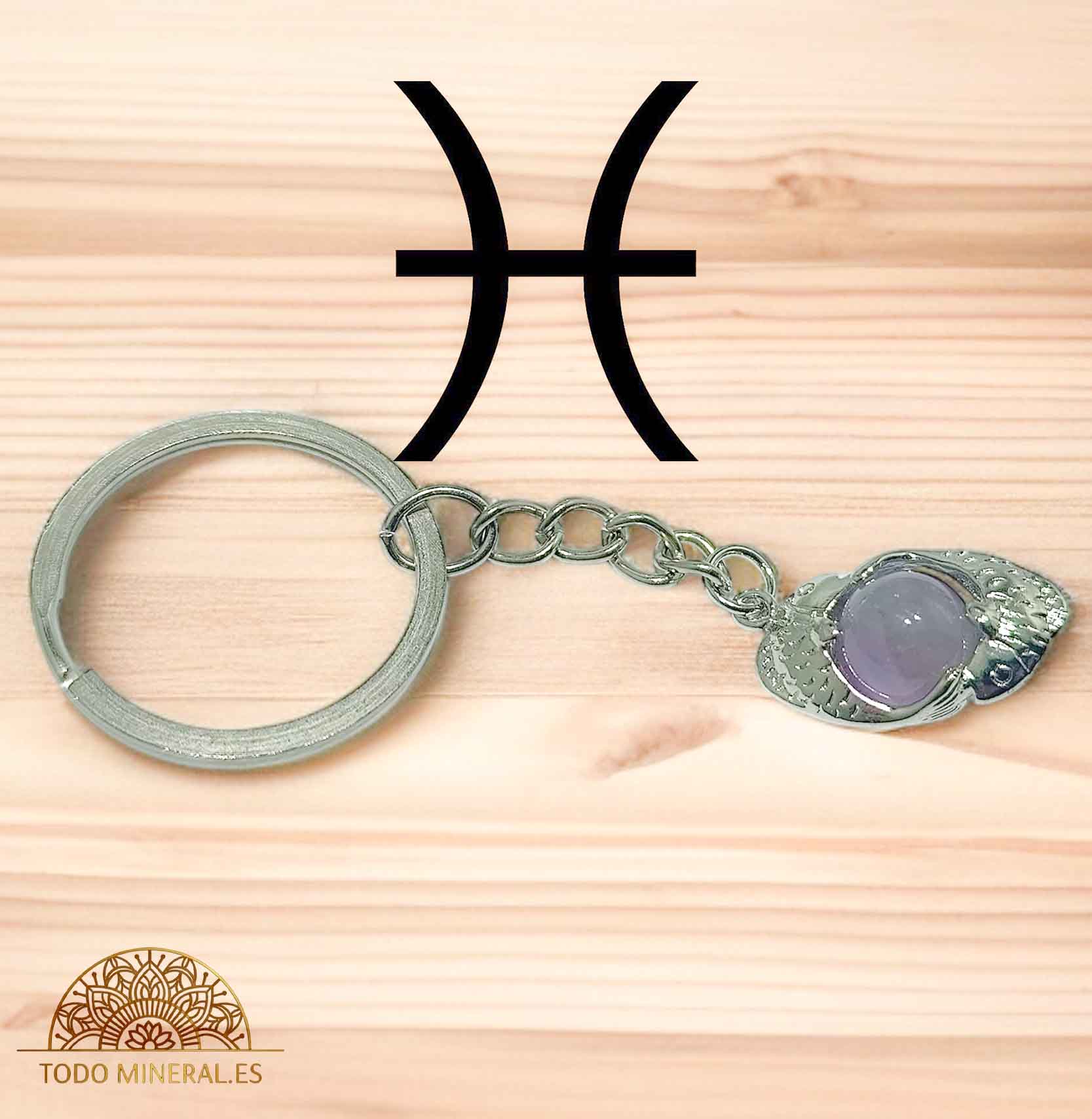 Llavero Metal Horóscopo Piscis Con Bola Amatista - TODOMINERAL