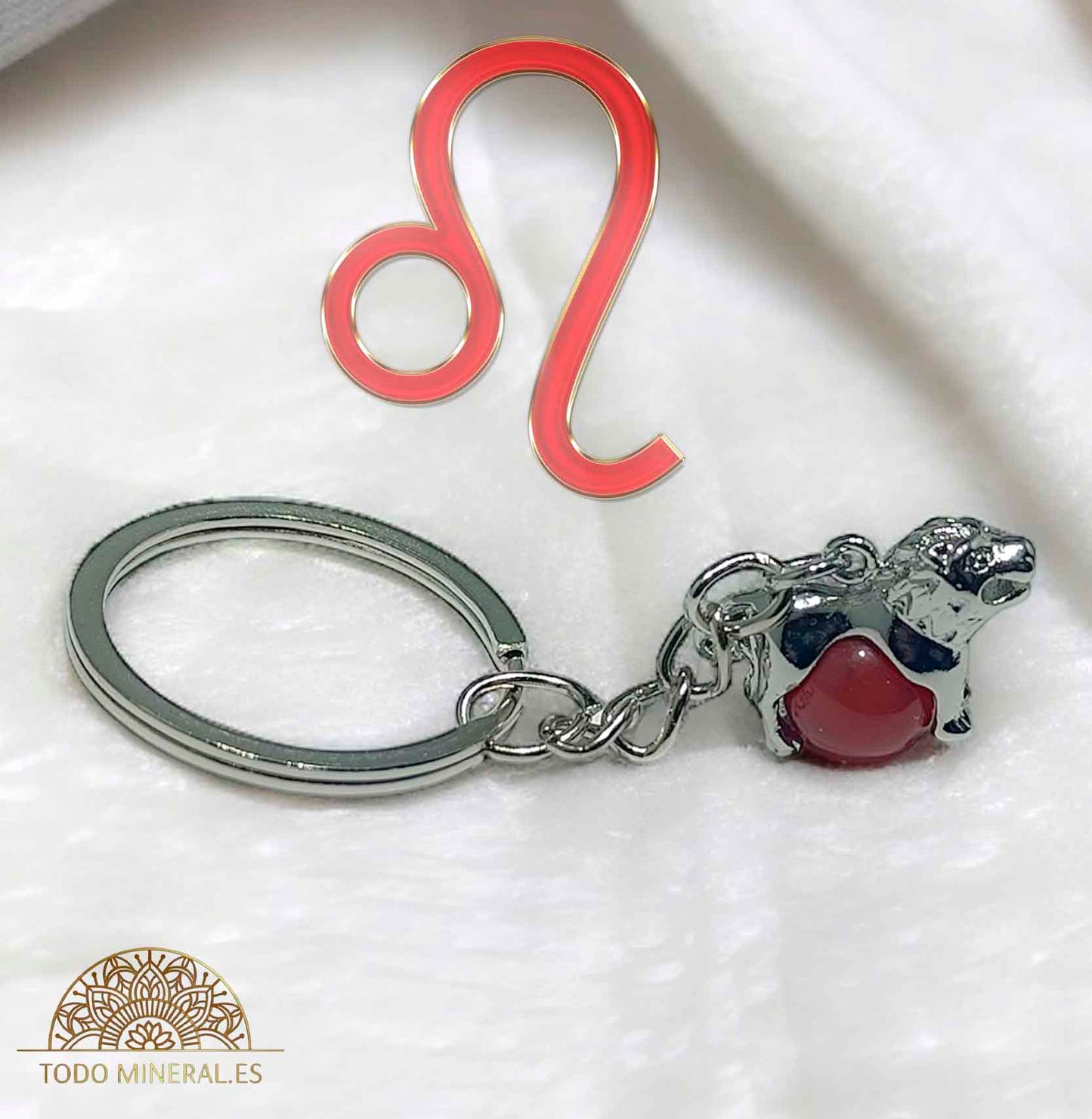 Llavero Metal Horóscopo Leo Con Bola Carneola - TODOMINERAL