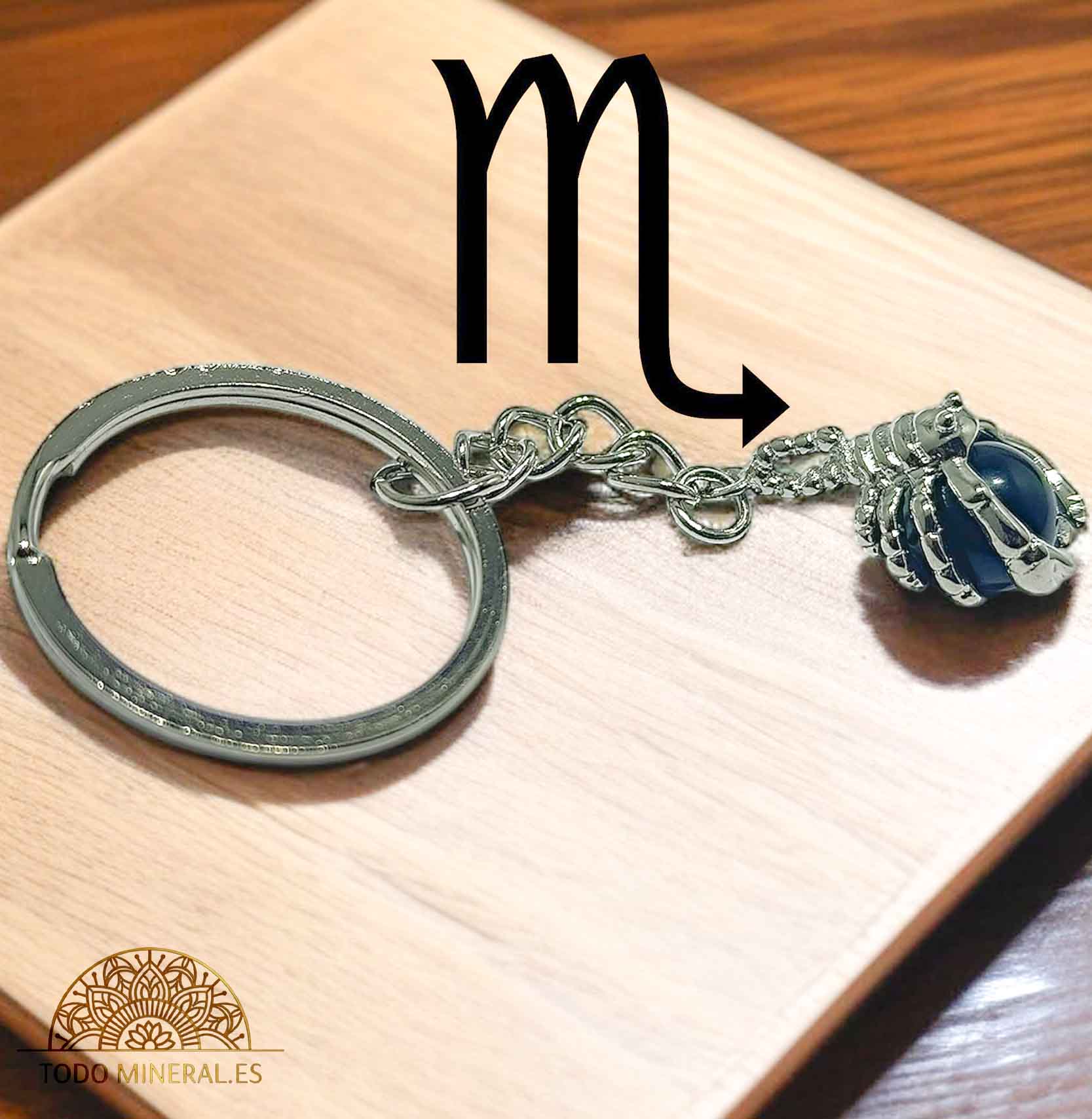 Llavero Metal Horóscopo Escorpio Con Bola Onix - TODOMINERAL