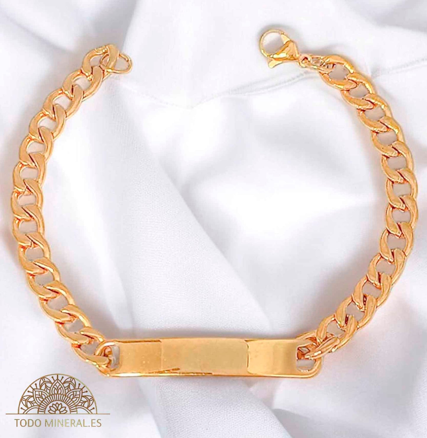 Pulsera Esclava Acero Dorado Eslabones 7 mm Y 22 Cms Aprox