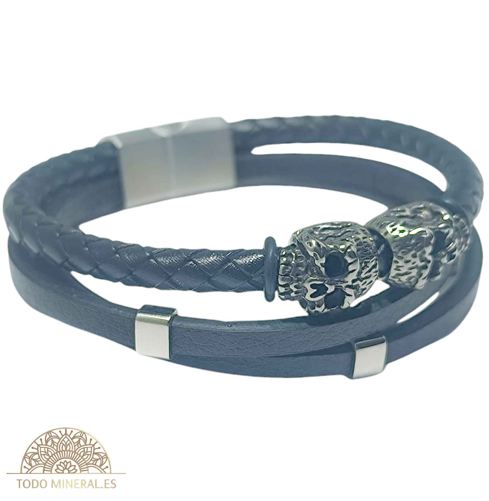Pulsera Cuero Y Acero 22Cms Aprox Cierre Imán En Forma De Puzzle - TODOMINERAL