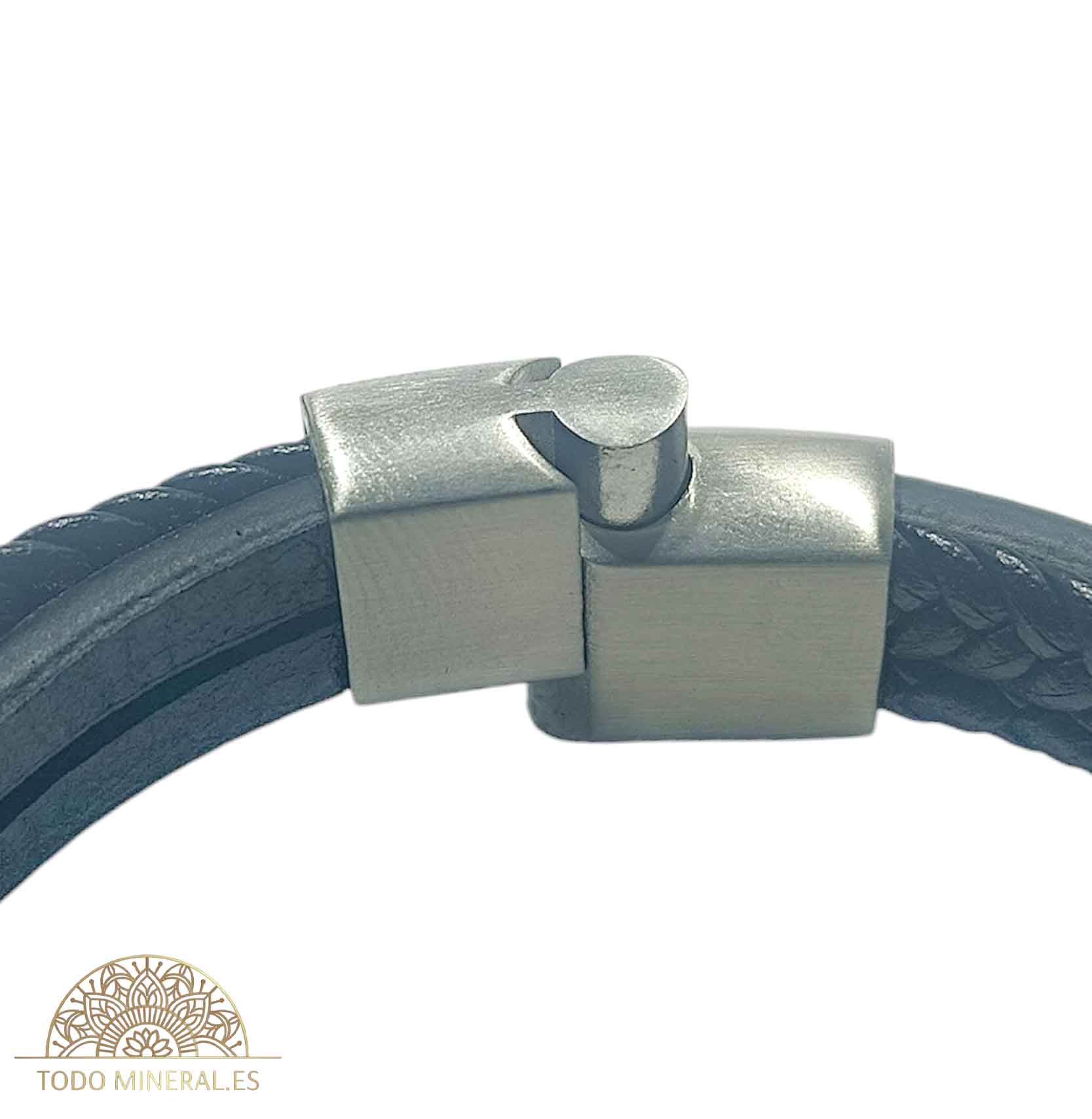 Pulsera Cuero Y Acero 22Cms Aprox Cierre Imán En Forma De Puzzle - TODOMINERAL