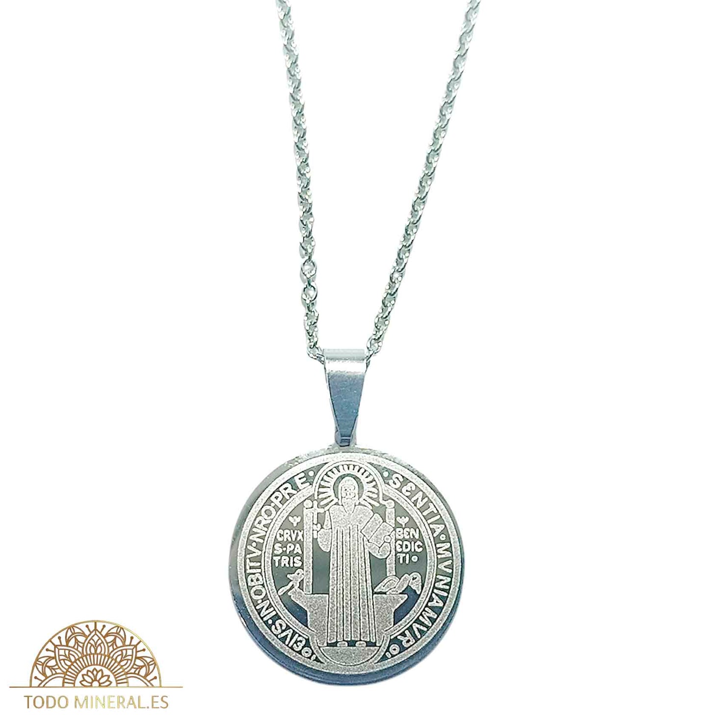 Collar San Benito En Acero Inoxidable Con Cadena 50 Cms - TODOMINERAL