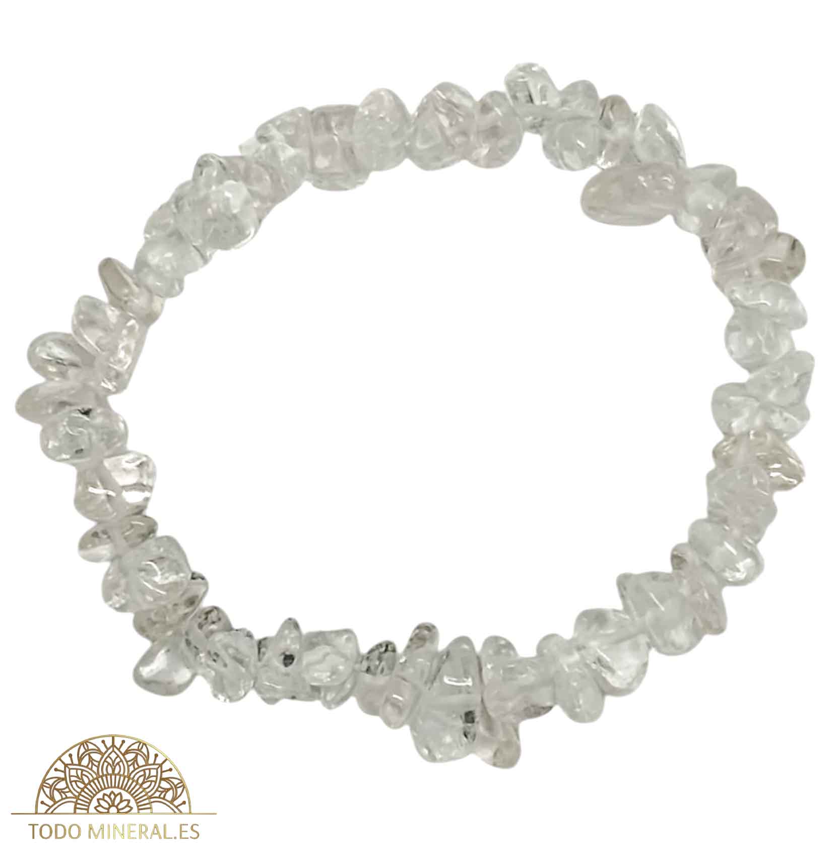 Pulsera Elástica Chip Piedra Cuarzo Blanco - TODOMINERAL