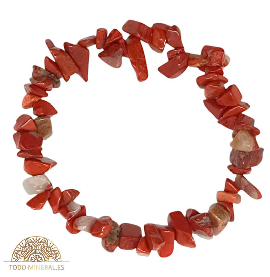 Pulsera Elástica Chip Piedra Jaspe Rojo - TODOMINERAL