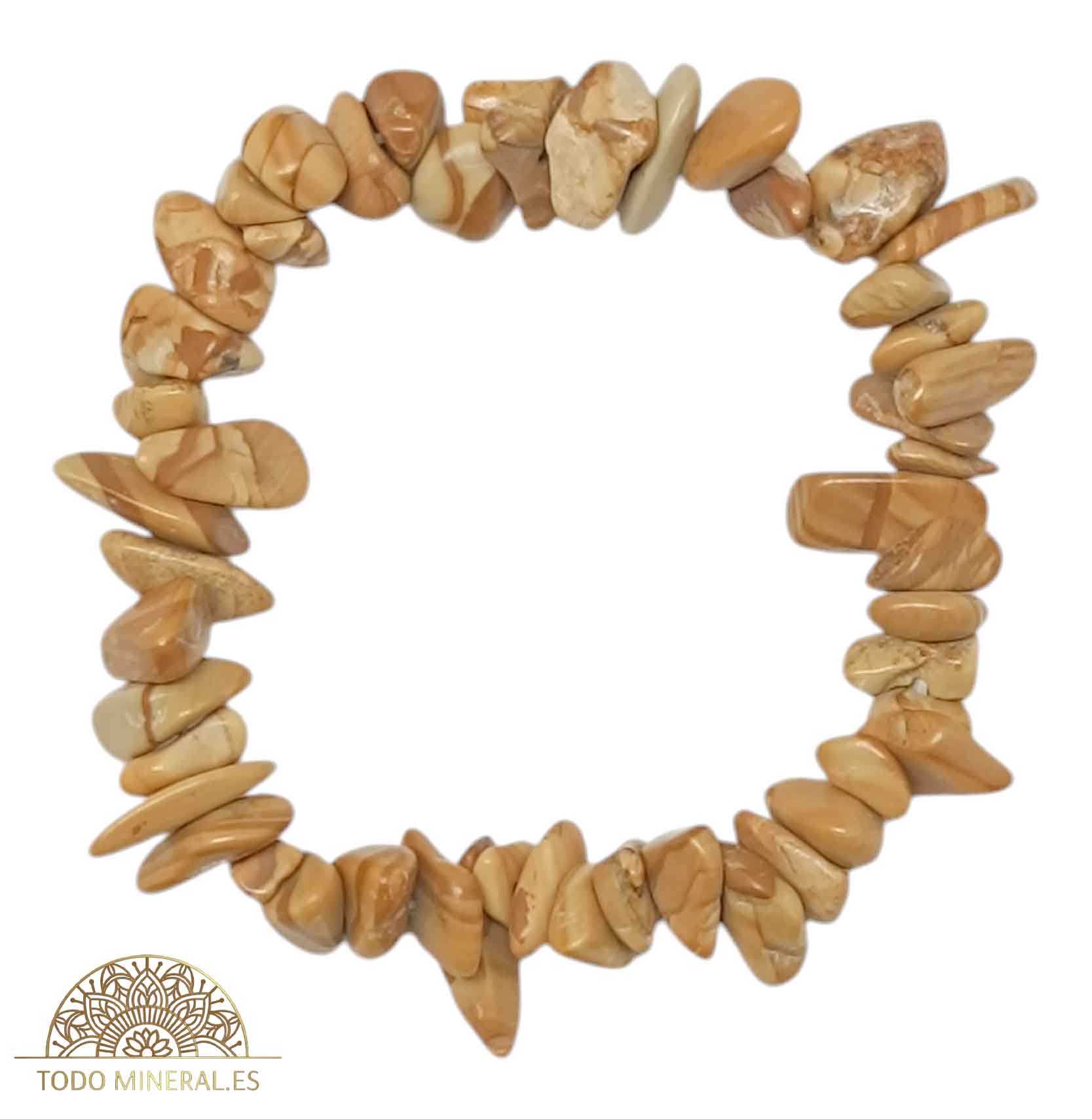 Pulsera Elástica Chip Piedra Jaspe Madera - TODOMINERAL
