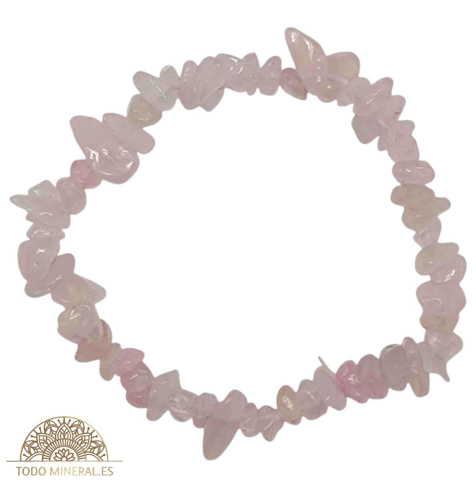 Pulsera Elástica Chip Piedra Cuarzo Rosa - TODOMINERAL
