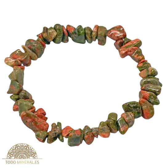 Pulsera Elástica Chip Piedra Unakita - TODOMINERAL