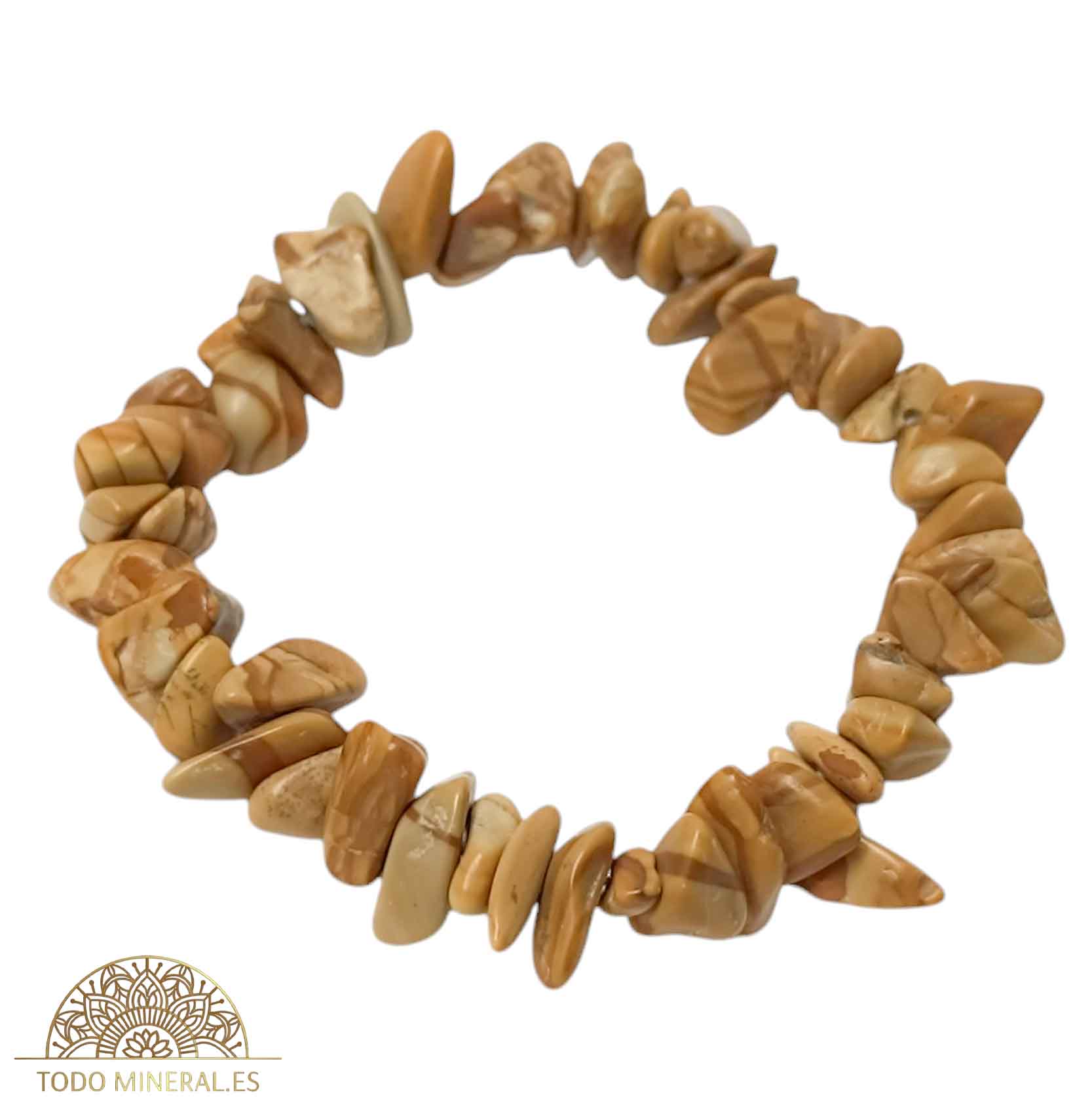Pulsera Elástica Chip Piedra Jaspe Madera - TODOMINERAL