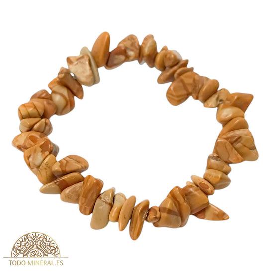 Pulsera Elástica Chip Piedra Jaspe Madera - TODOMINERAL