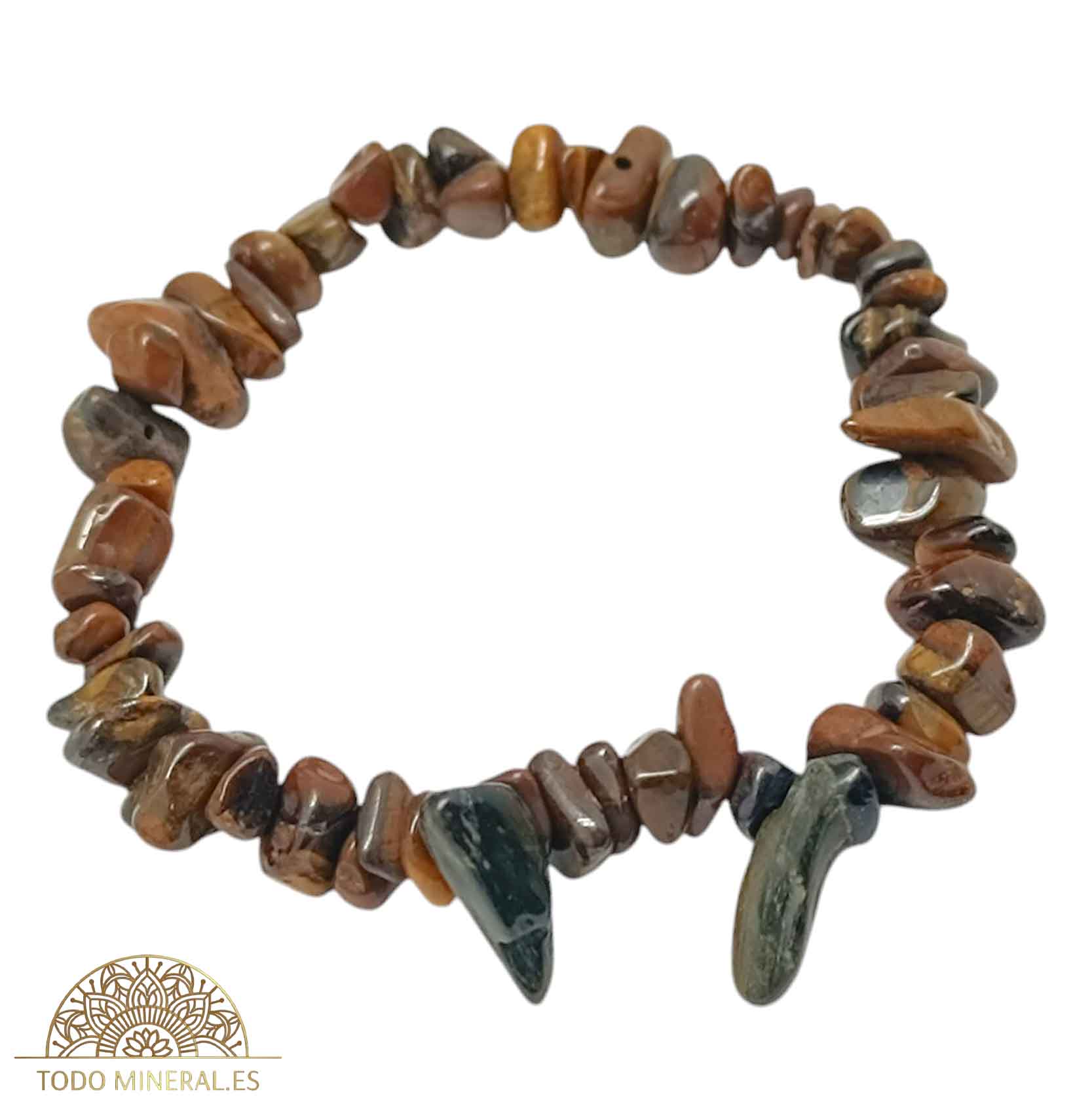 Pulsera Elástica Chip Piedra Ojo De Tigre - TODOMINERAL
