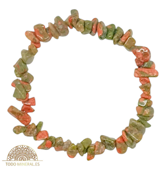 Pulsera Elástica Chip Piedra Unakita - TODOMINERAL