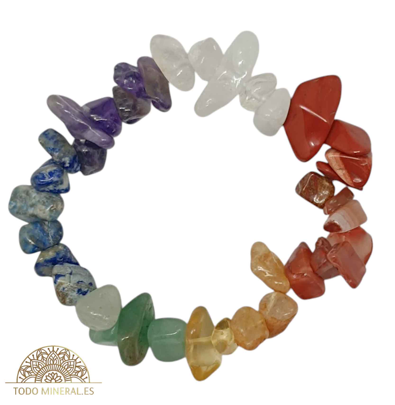 Pulsera Elástica Chip Grande Piedra 7 Chakras - TODOMINERAL