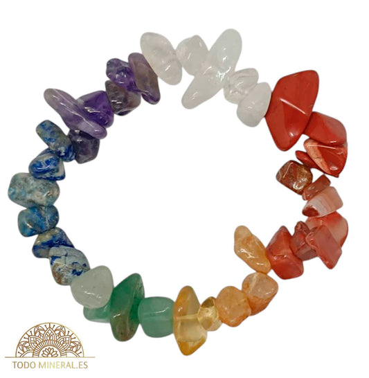 Pulsera Elástica Chip Grande Piedra 7 Chakras - TODOMINERAL