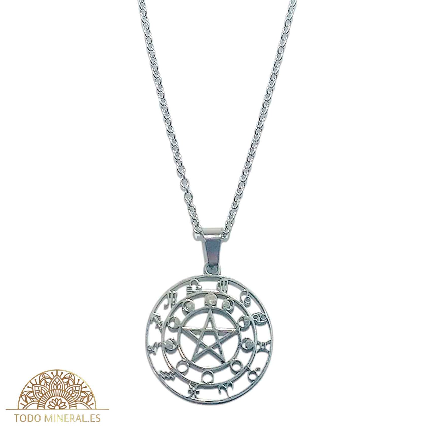 Collar Zodiaco En Acero Inoxidable Con Cadena 50 Cms - TODOMINERAL