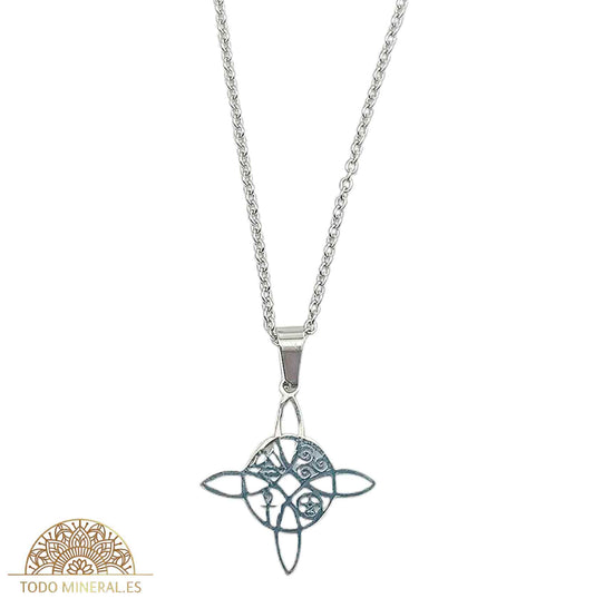 Collar Nudo De Bruja En Acero Inoxidable Con Cadena 50 Cms - TODOMINERAL