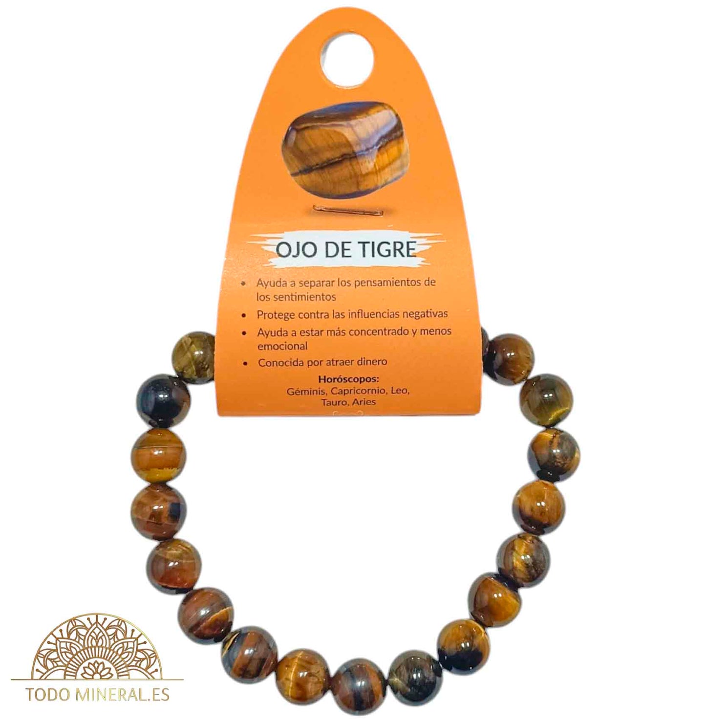 Pulsera De Hombre 22 Cms Piedra Ojo De Tigre 10 mm - TODOMINERAL