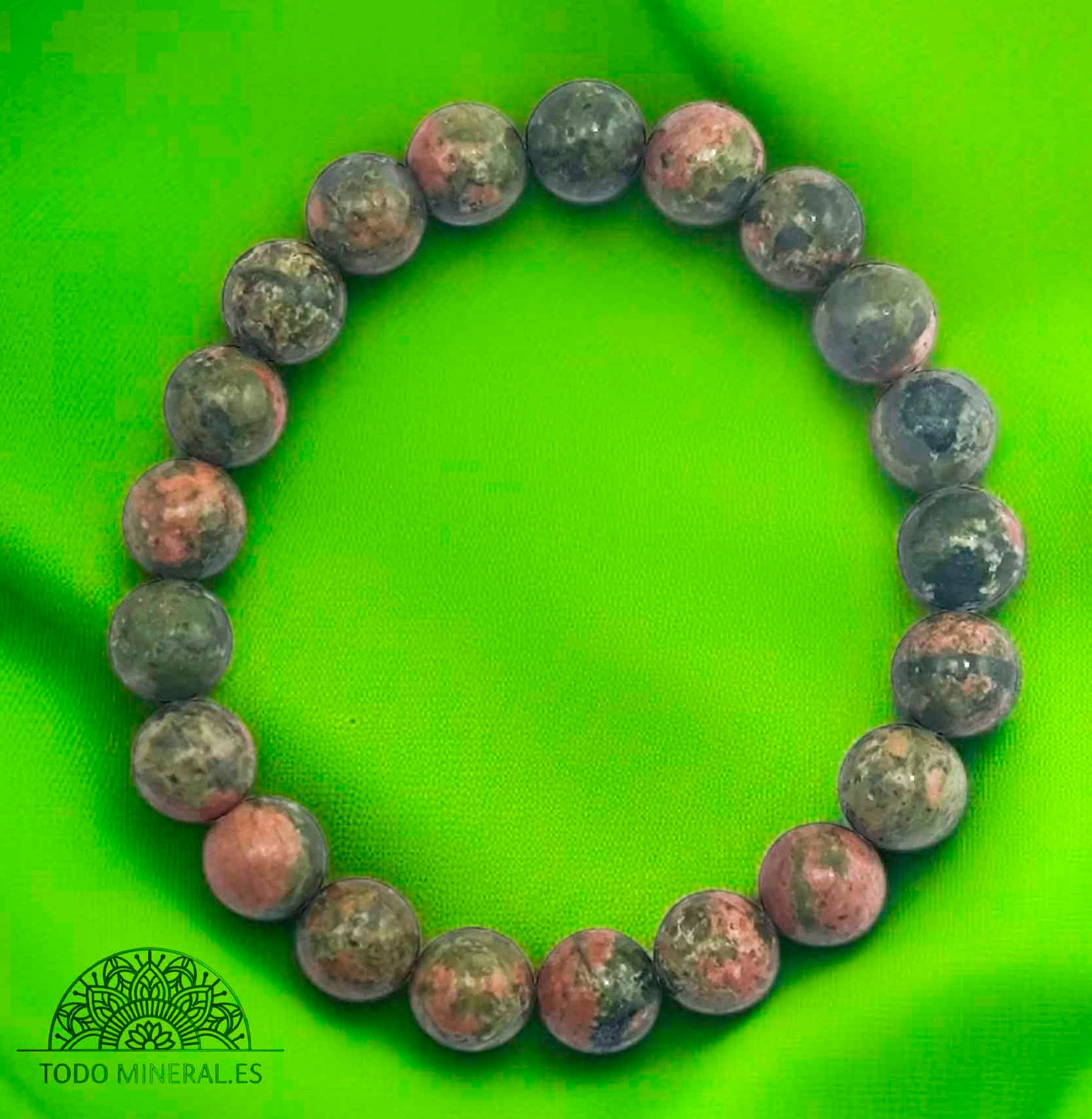Pulsera De Hombre 22 Cms Piedra Unakita 10 mm - TODOMINERAL