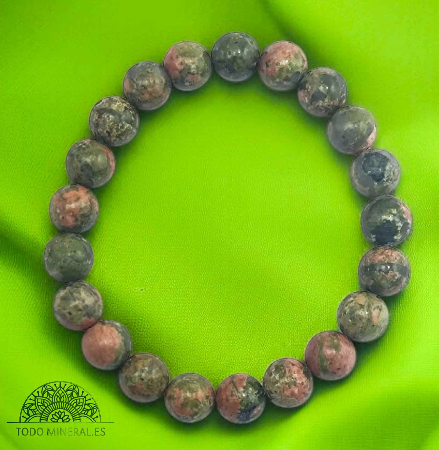 Pulsera De Hombre 22 Cms Piedra Unakita 10 mm - TODOMINERAL