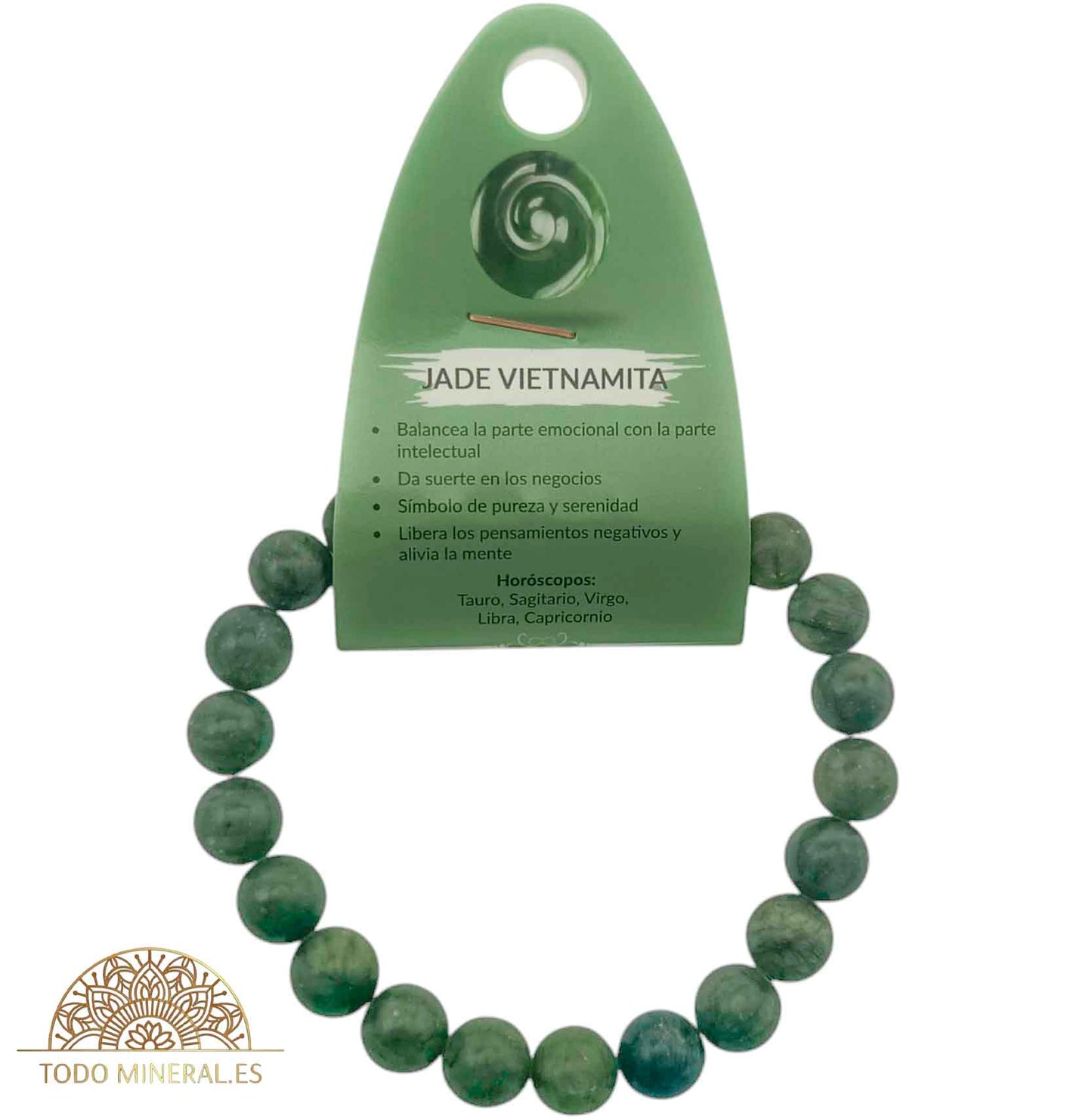 Pulsera De Hombre 22 Cms Piedra Jade Vietnamita 10 mm - TODOMINERAL