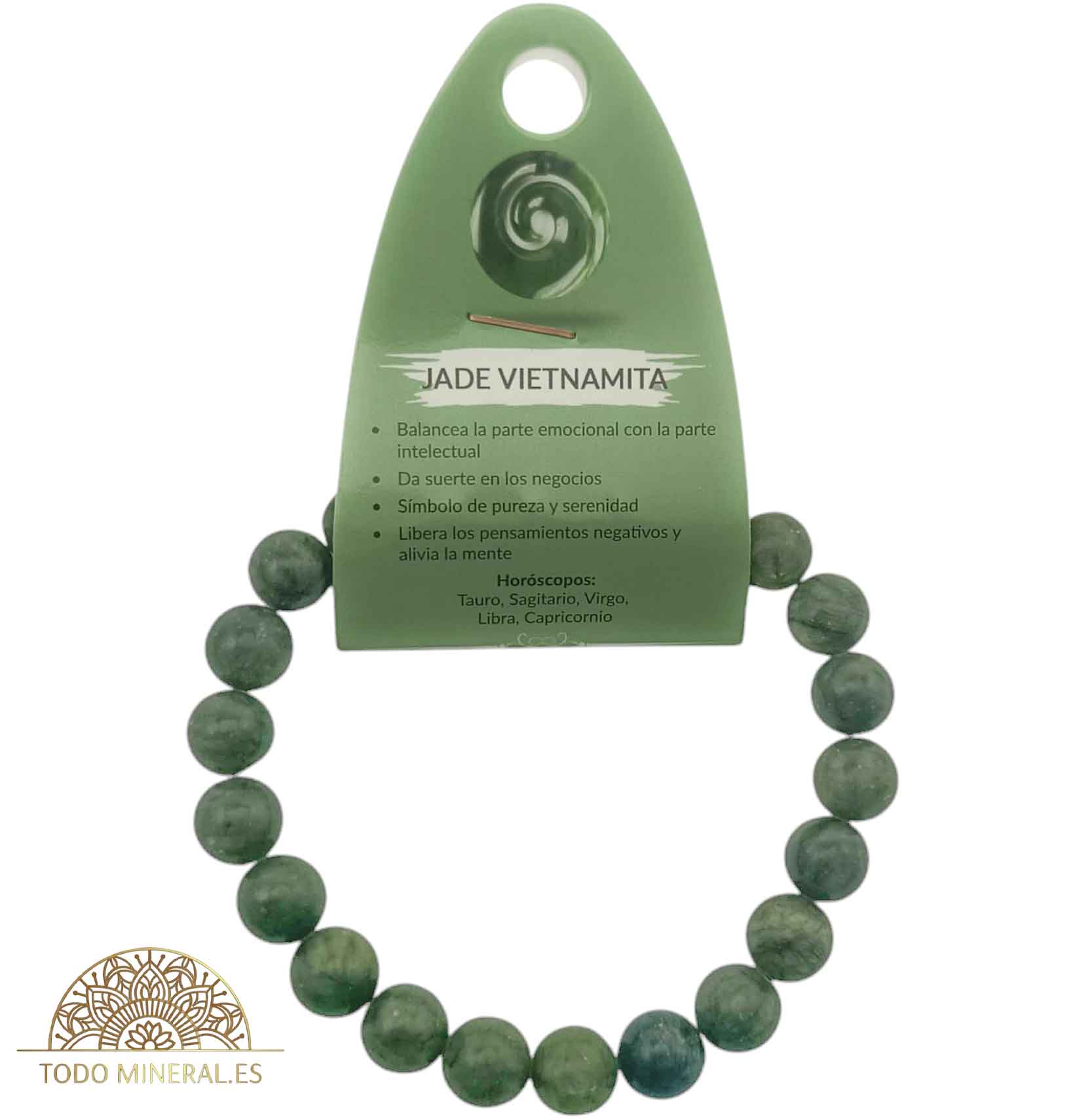 Pulsera De Hombre 22 Cms Piedra Jade Vietnamita 10 mm - TODOMINERAL