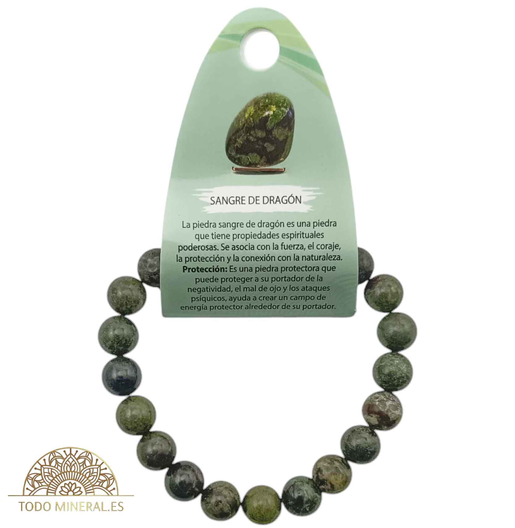 Pulsera De Hombre 22 Cms Piedra Sangre De Dragon 10 mm - TODOMINERAL