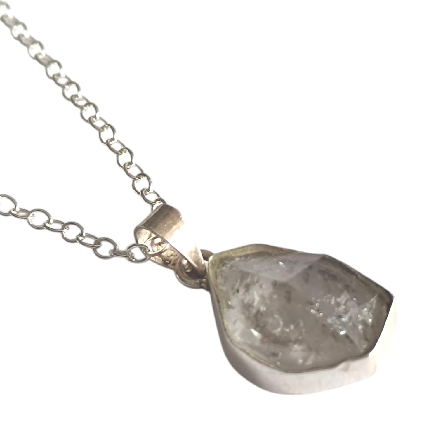 Colgante Plata 925 Con Piedra Natural Cuarzo Cristal 20 mm Aproximadamente INCLUYE CADENA TODOMINERAL