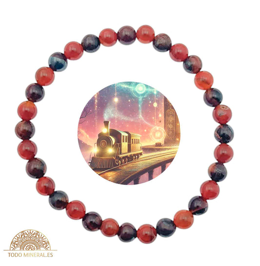 Pulsera Combinada Piedra Ojo Tigre Rojo y Carneola Para Estación De Motivación Piedra De 6 mm - TODOMINERAL
