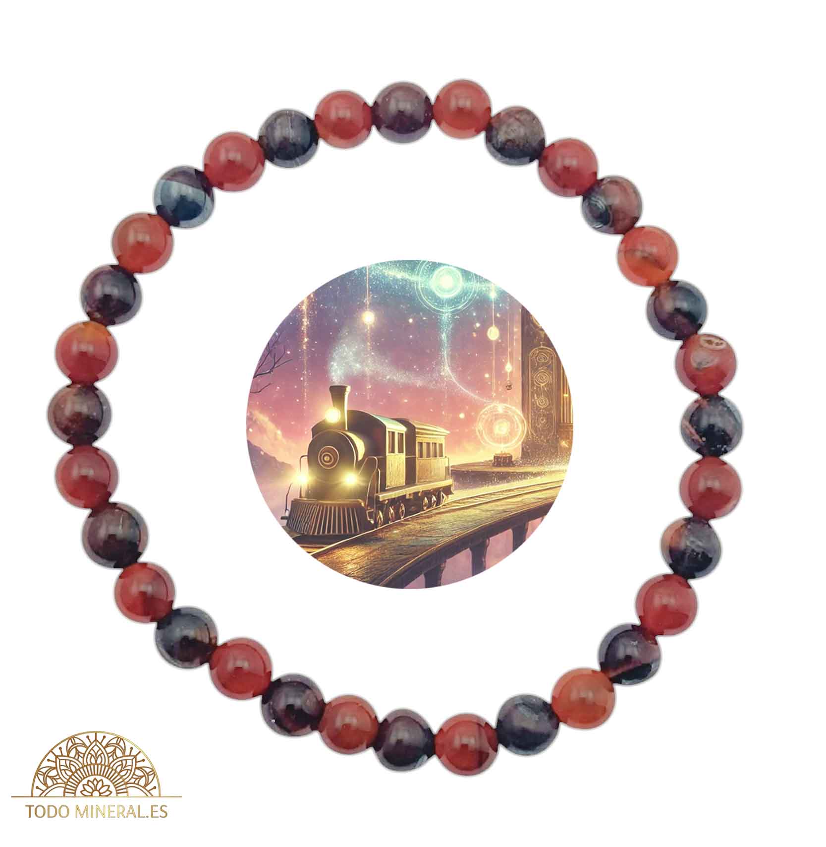 Pulsera Combinada Piedra Ojo Tigre Rojo y Carneola Para Estación De Motivación Piedra De 6 mm - TODOMINERAL