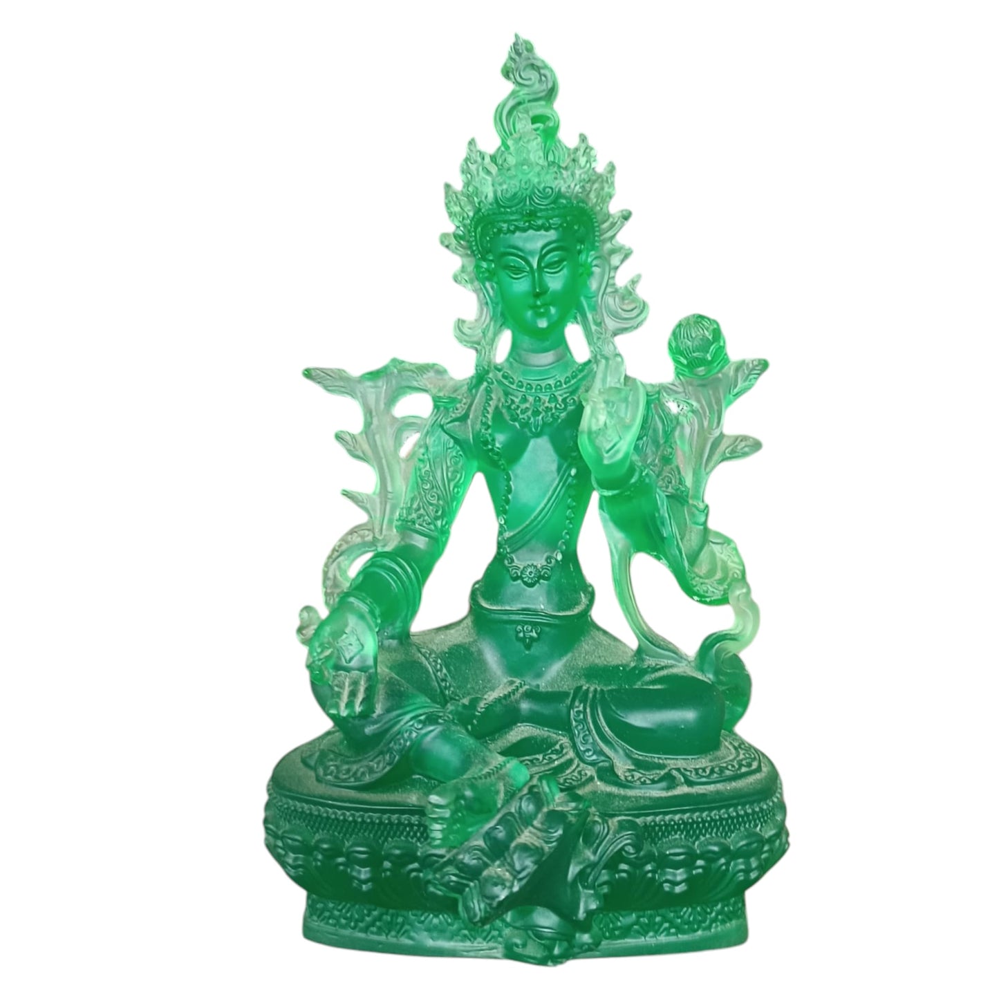 Figura Resina Trasparente Tara Verde 22 Cms Aproximado