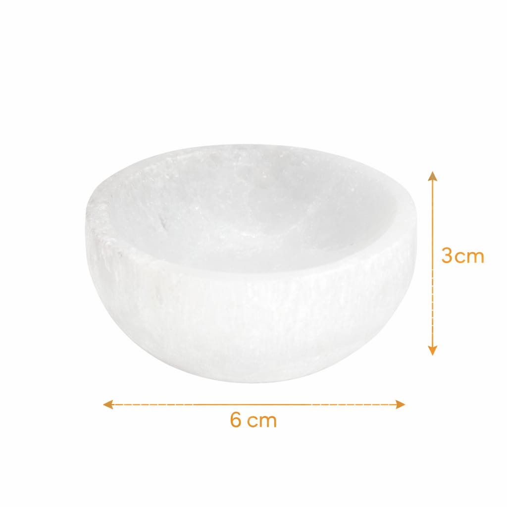 Mini Cuenco Selenita 6 Cms Para Limpieza Minerales Grabado TODOMINERAL