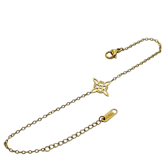 Pulsera Acero Dorado Proteccion Nudo De Bruja 18 Cms Aprox re f600104444-04 PULSERA ACERO