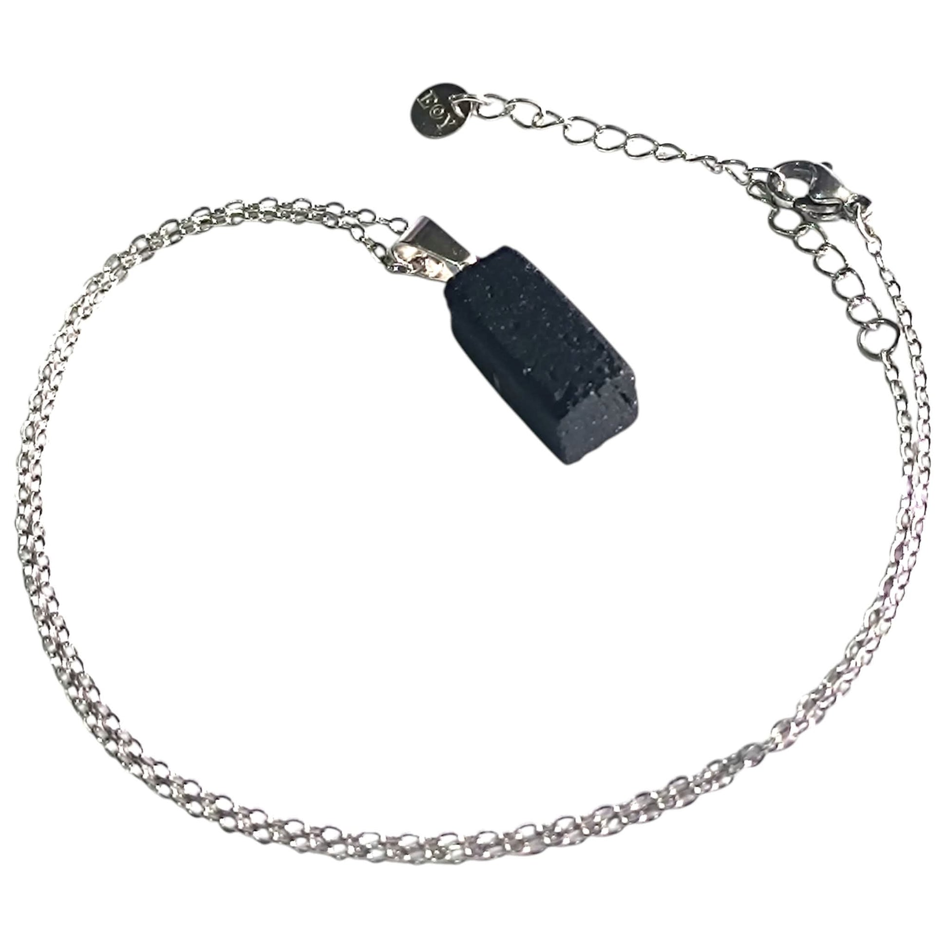 Colgante Con Metal y Piedra Natural Turmalina Para Proteccion INCLUYE CADENA ACERO TODOMINERAL