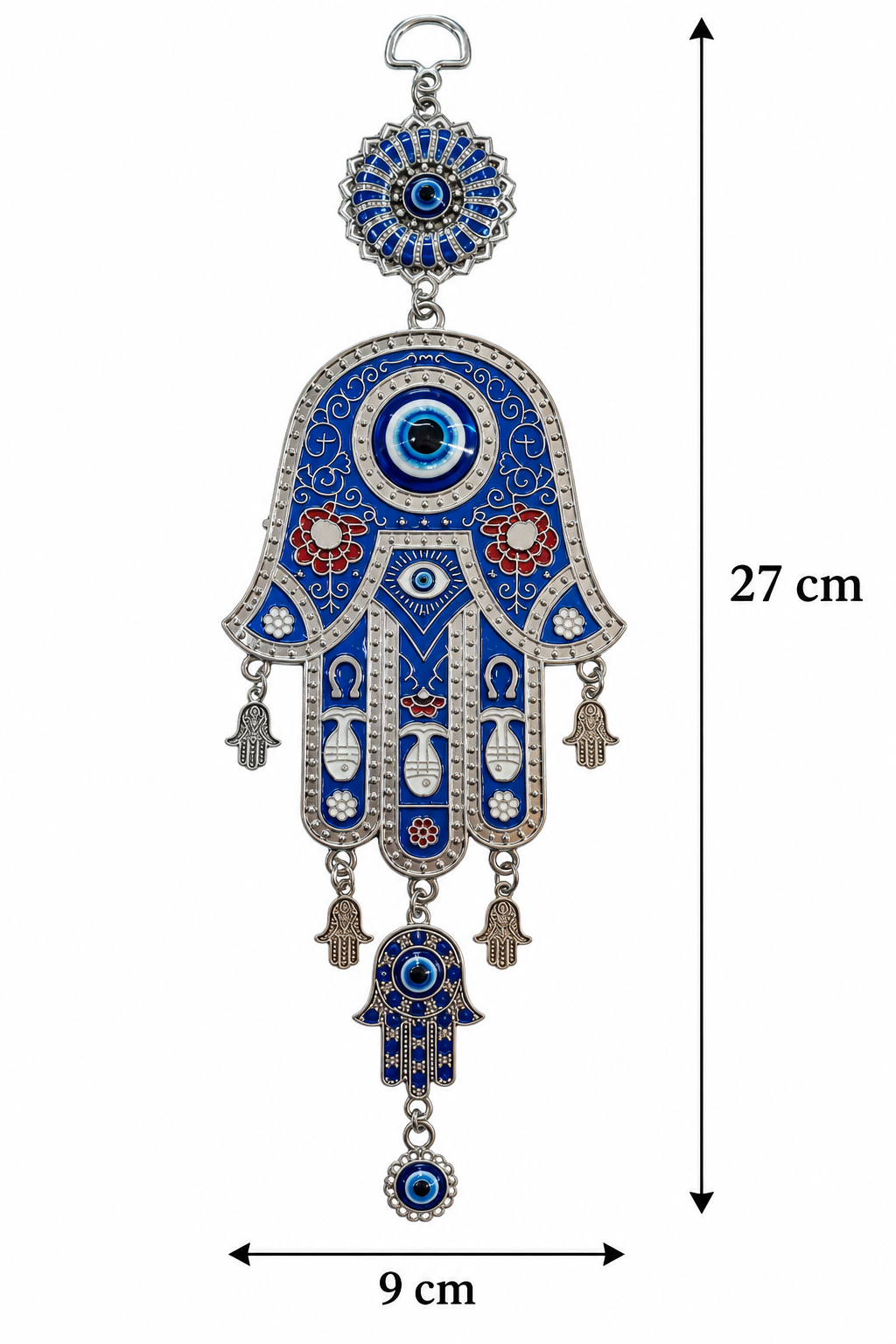 Colgante Mano de Fátima Hamsa con Ojo Turco – Protección y Buena Suerte 27 × 9 cm TODOMINERAL