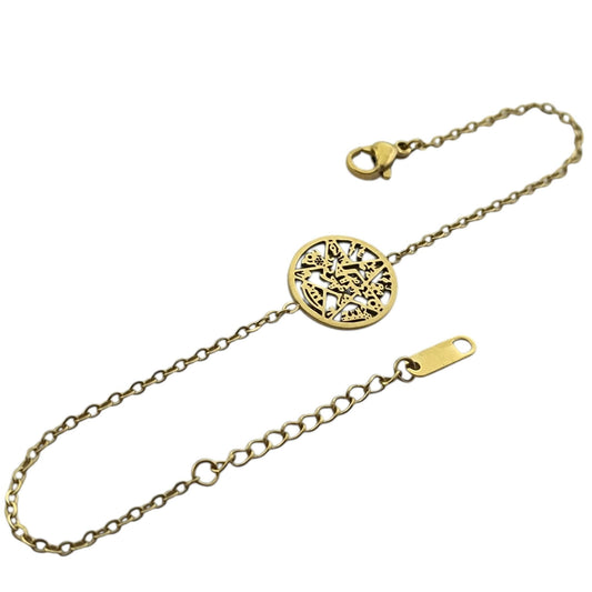 Pulsera Acero Dorado Proteccion Tetragramaton 18 Cms Aprox PULSERA ACERO