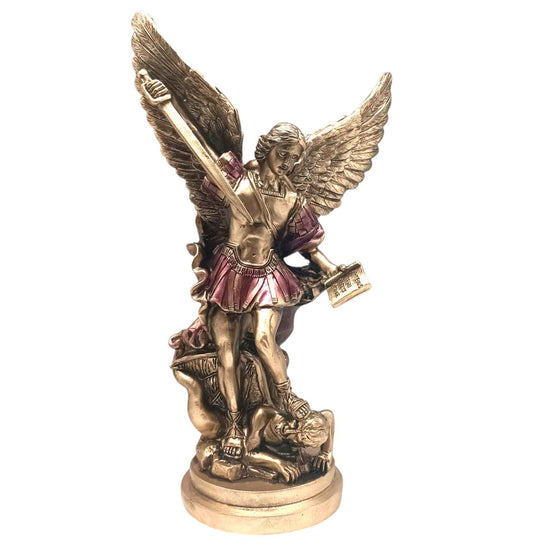 Figura En Resina Arcángel San Miguel 30 Cms Aprox En Color Morado REF4408 TODOMINERAL