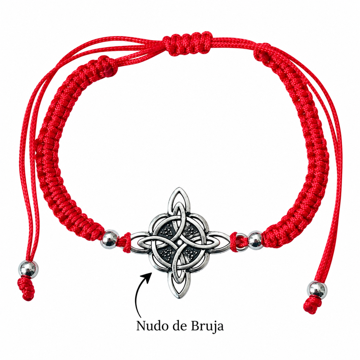 Pulsera Roja Ajustable Nudo de Bruja – Amuleto de Protección en Bisutería PULSERA 7 NUDOS