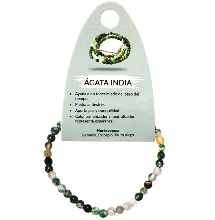 Pulsera Piedra Natural Ágata India 4 mm PULSERAS MINERALES