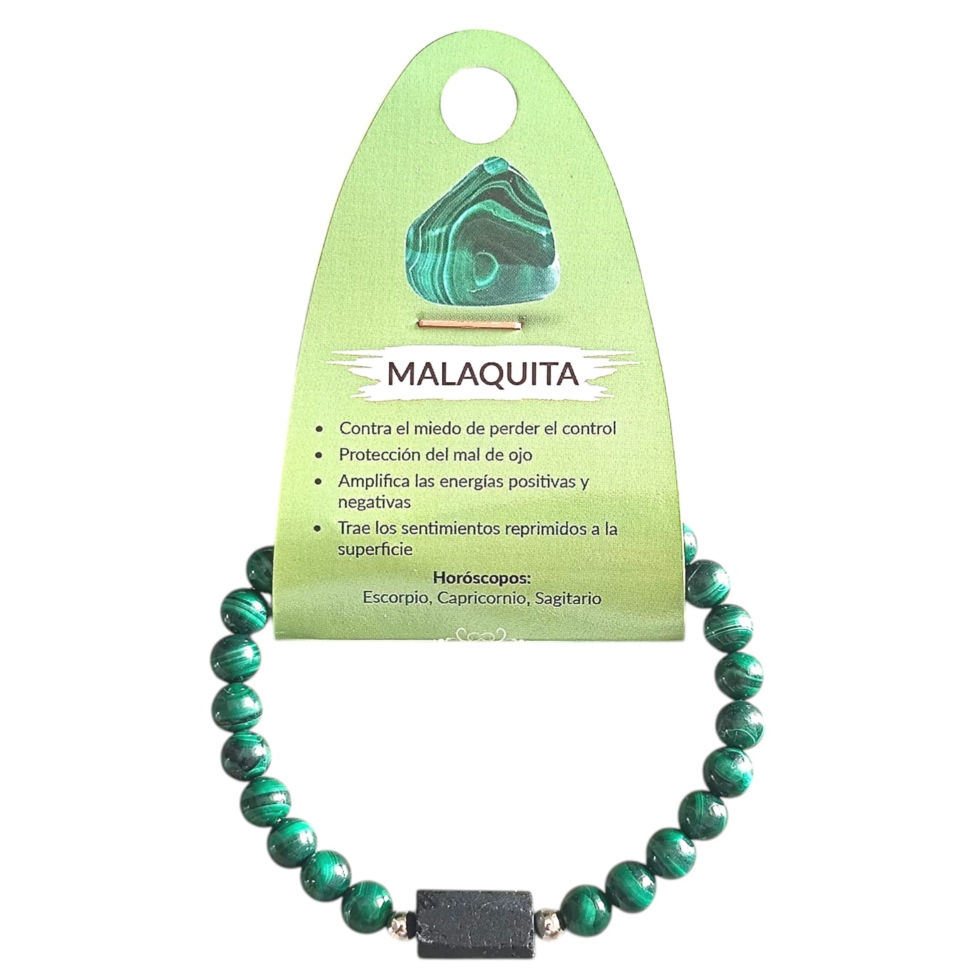 Pulsera Ajustable Piedra Natural Malaquita Con Entrepieza Piedra Turmalina Fabricada En Hilo De Acero PULSERA ACERO