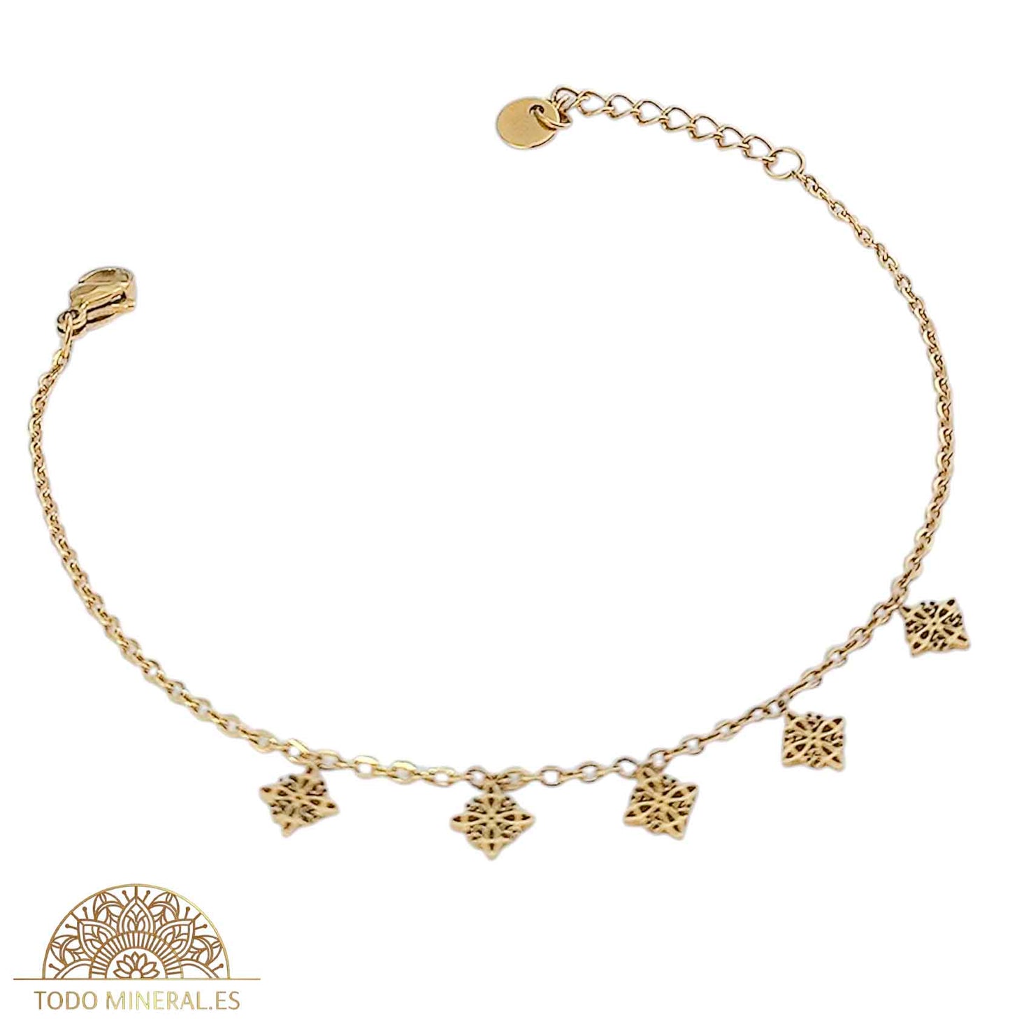 Pulsera Acero Dorado Con Dijes Nudo De Brujas PULSERA ACERO