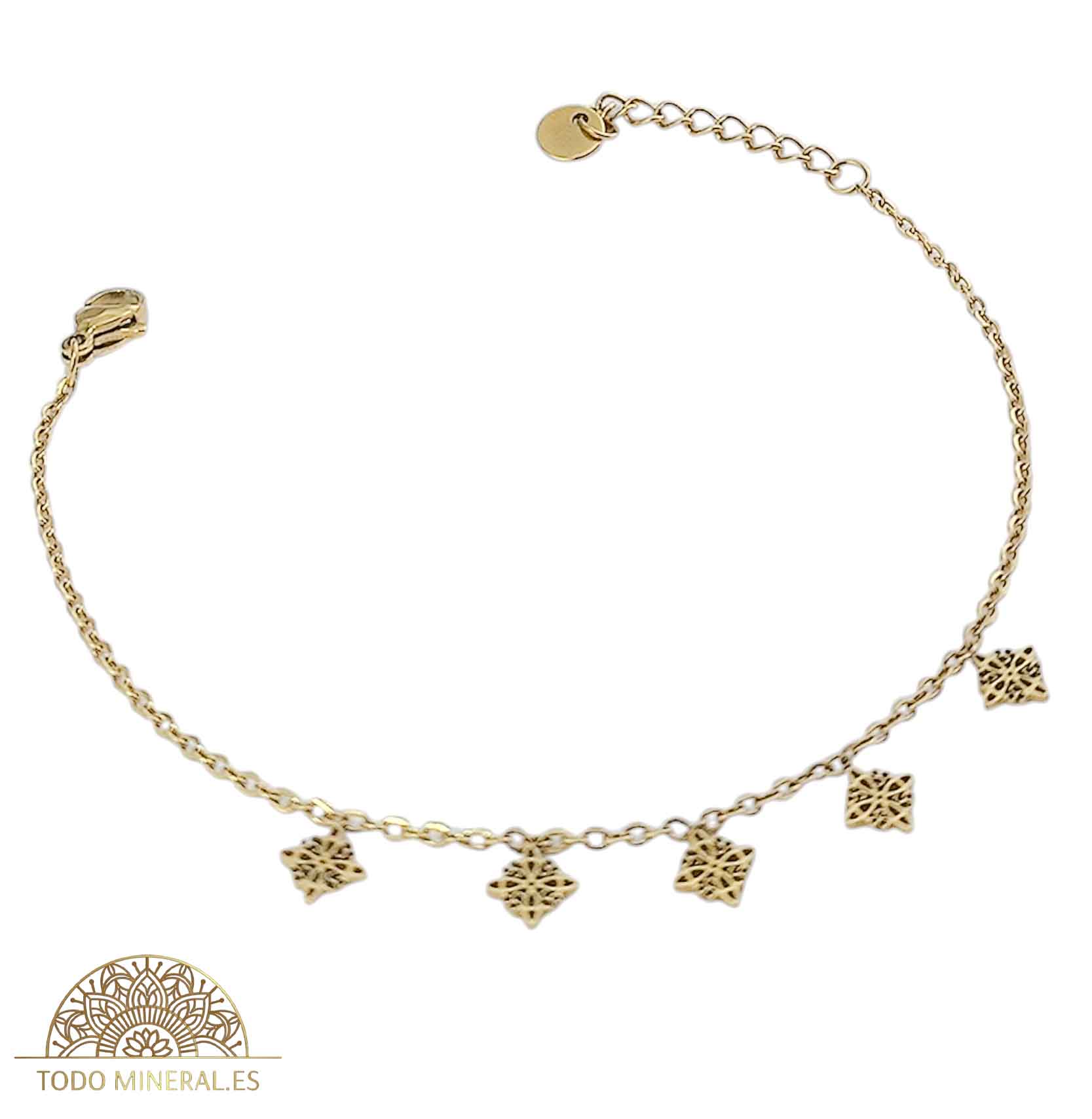 Pulsera Acero Dorado Con Dijes Nudo De Brujas PULSERA ACERO