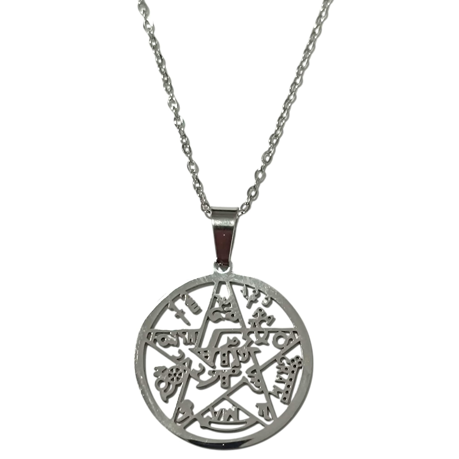 Collar Tetragramaton En Acero Inoxidable Con Cadena 40 Cms TODOMINERAL