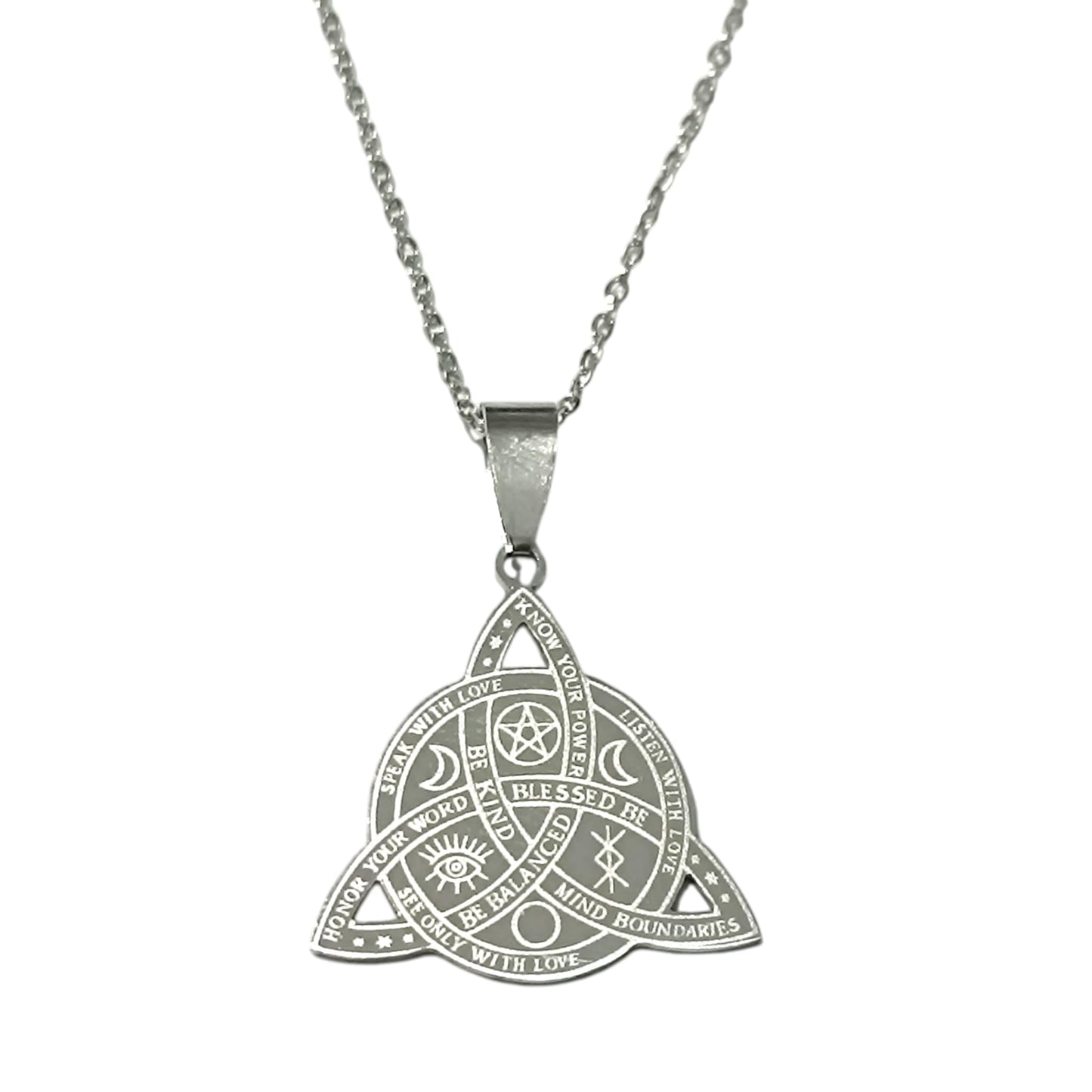 Collar Triquetra En Acero Inoxidable Con Cadena 40 Cms TODOMINERAL
