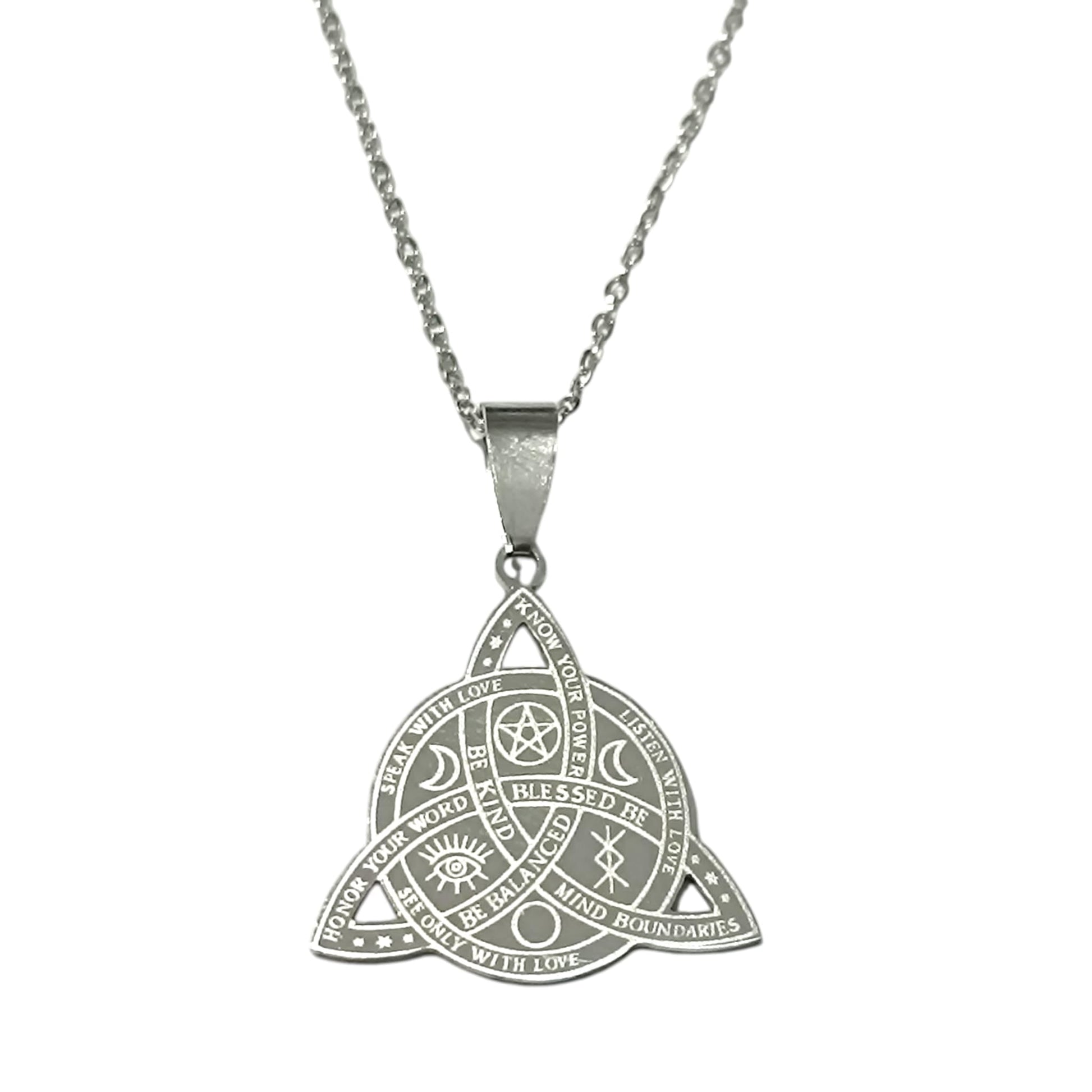 Collar Triquetra En Acero Inoxidable Con Cadena 40 Cms TODOMINERAL